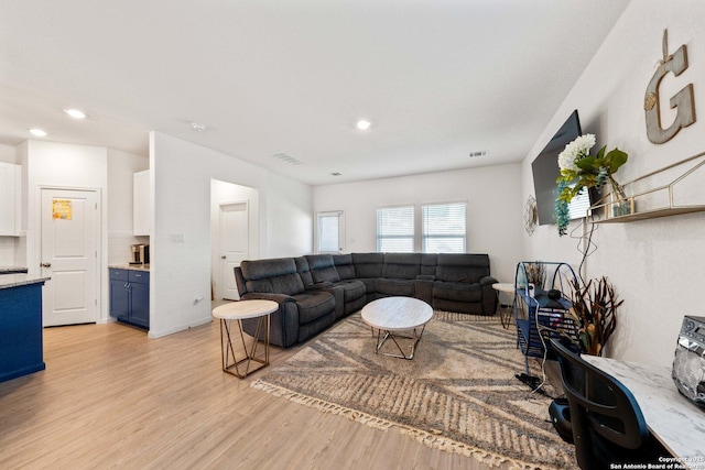 living room featuring light hardwood / wood-style flooring