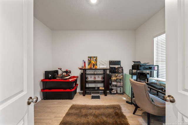 home office featuring light hardwood / wood-style flooring