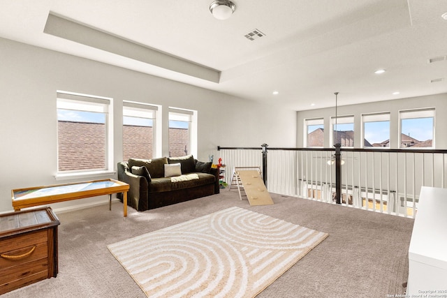 living area with carpet and a wealth of natural light