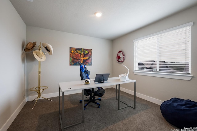 office featuring dark colored carpet