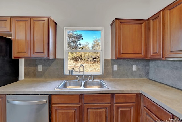 kitchen featuring sink, backsplash, and dishwasher