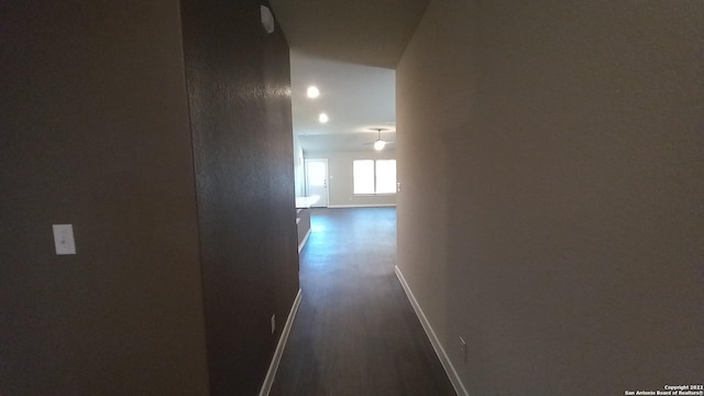 hall featuring dark hardwood / wood-style floors