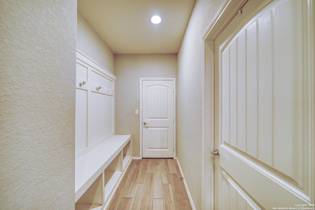 mudroom featuring light wood-type flooring