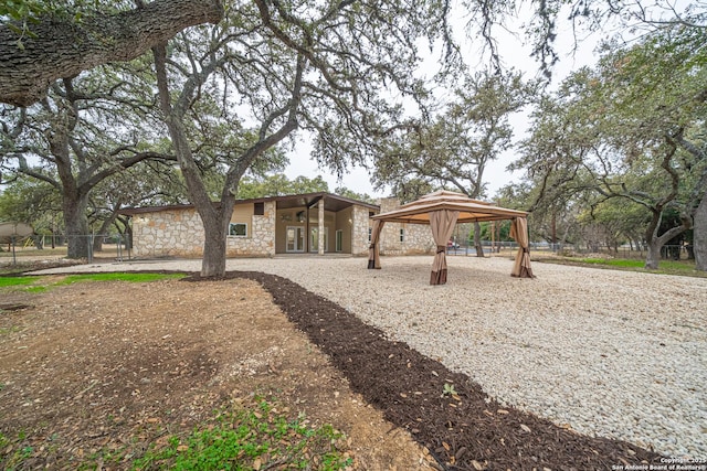 view of front of house featuring a gazebo