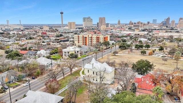 drone / aerial view with a city view