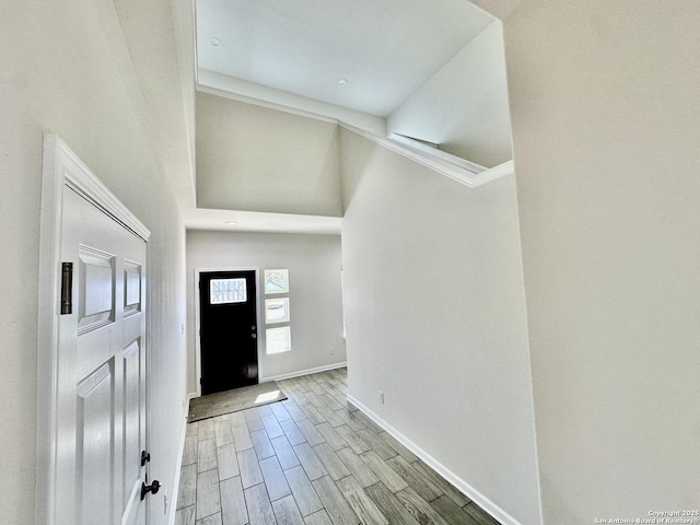 foyer entrance featuring a towering ceiling