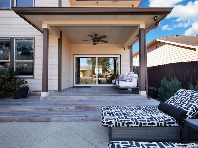 view of patio / terrace featuring a wooden deck and ceiling fan