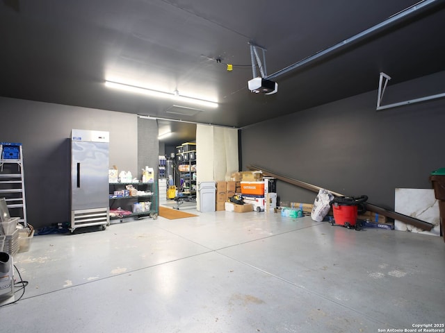 garage with a garage door opener