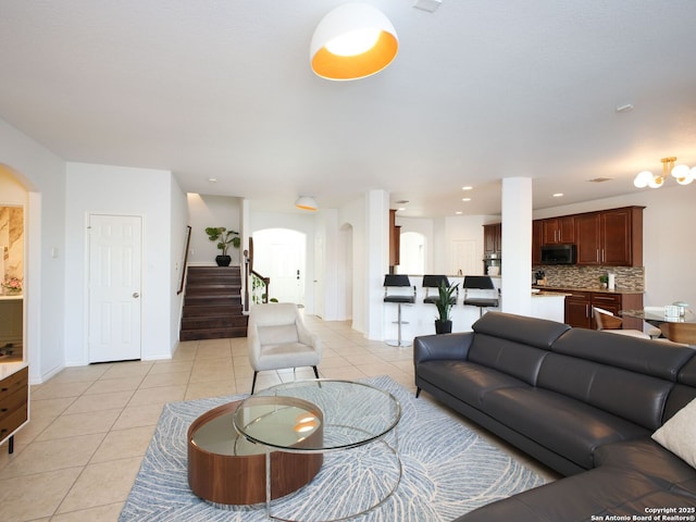 view of tiled living room