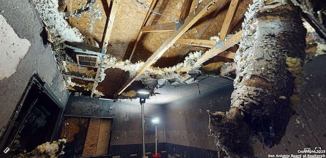 view of unfinished attic