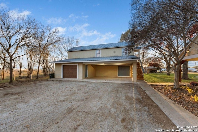 exterior space with a garage