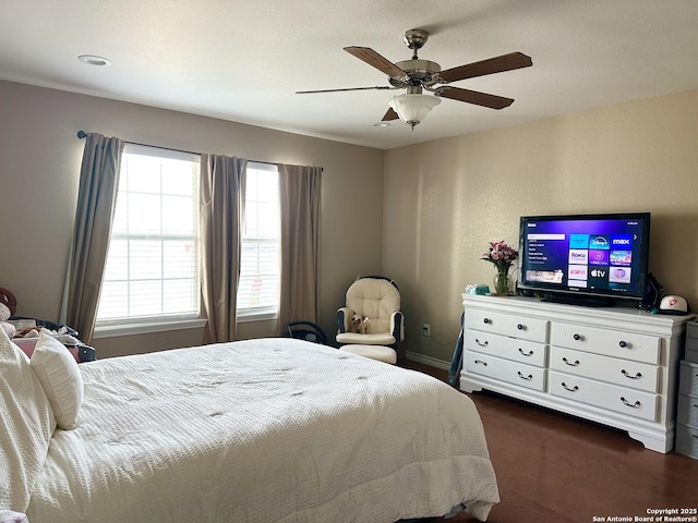 bedroom featuring ceiling fan