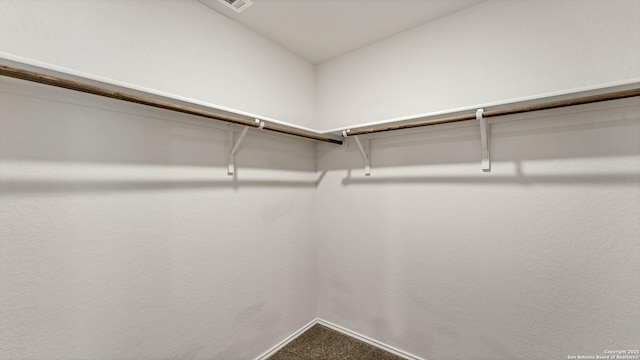 walk in closet with carpet