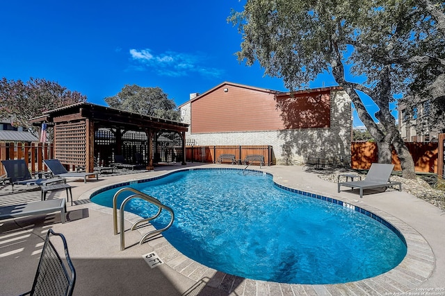 view of pool featuring a patio and a gazebo