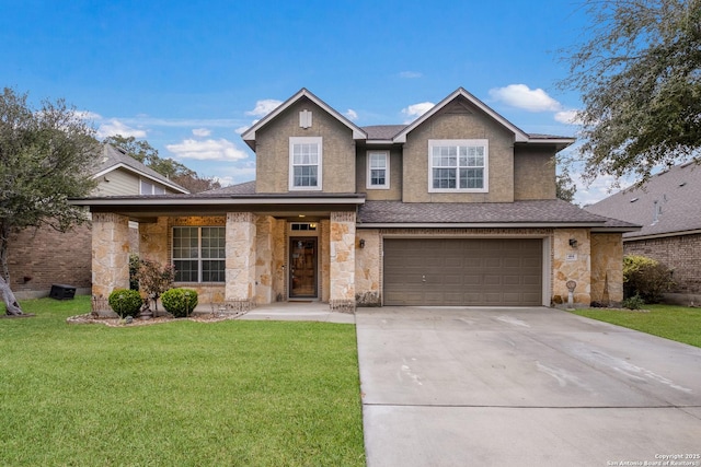 front of property featuring a garage and a front yard