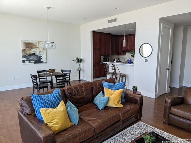 living room with hardwood / wood-style floors