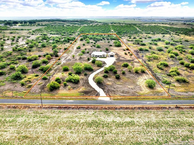 aerial view with a rural view