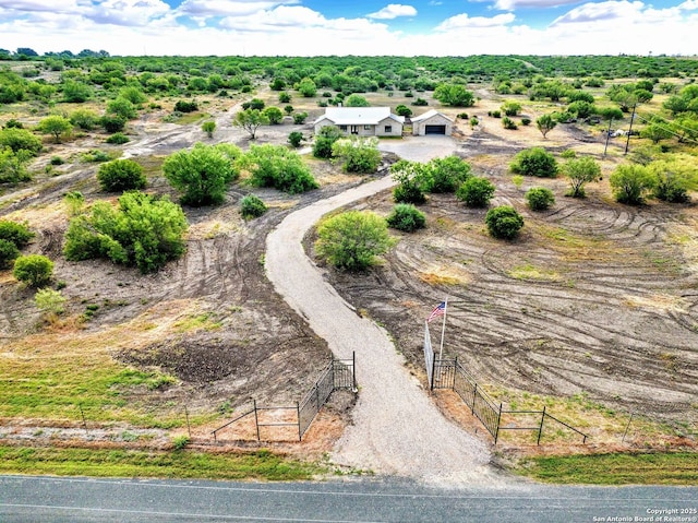 bird's eye view with a rural view