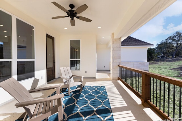 view of patio / terrace with ceiling fan