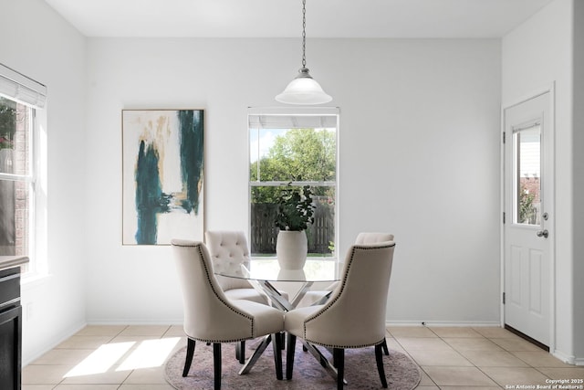 tiled dining area with plenty of natural light