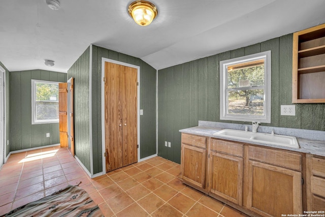 bathroom featuring vanity, plenty of natural light, and tile patterned floors