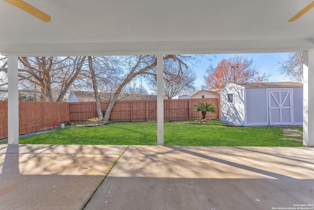 view of patio / terrace with a storage unit