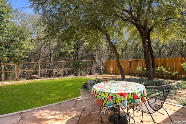 view of patio / terrace with outdoor dining area and a fenced backyard