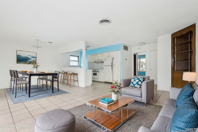 view of tiled living room