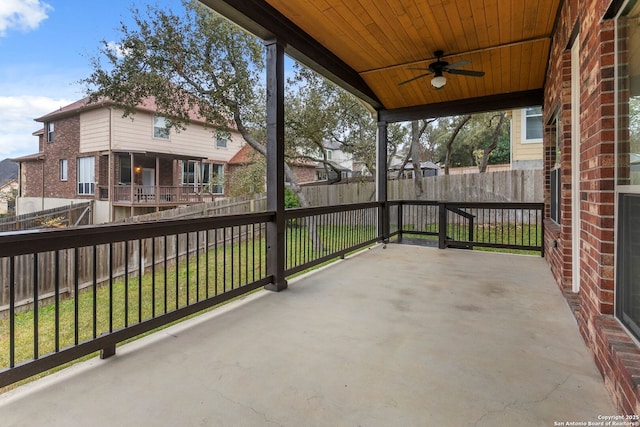 view of patio / terrace featuring ceiling fan