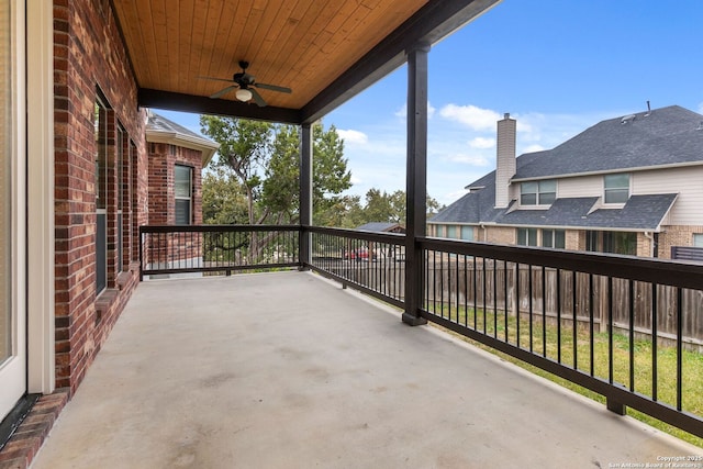 balcony with ceiling fan