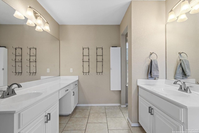 bathroom with vanity and tile patterned floors