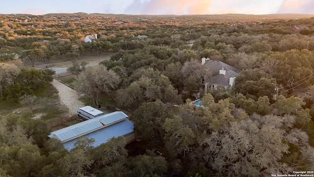 view of aerial view at dusk