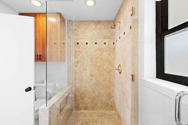 bathroom featuring shower with separate bathtub