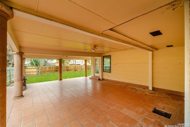 view of patio with ceiling fan