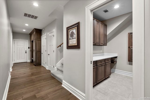 hall featuring light hardwood / wood-style floors