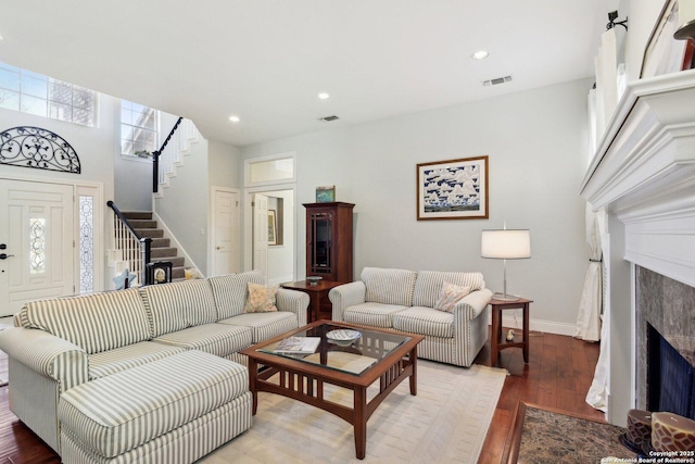 living room featuring hardwood / wood-style flooring