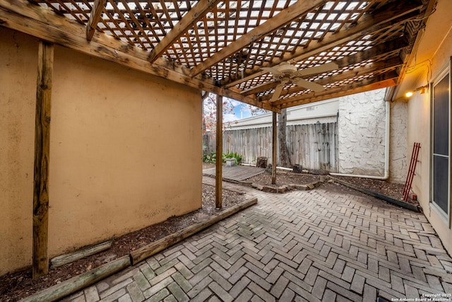 view of patio featuring a pergola