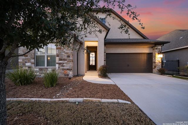 view of front of house with a garage