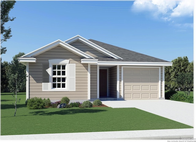 view of front facade with a garage and a front yard