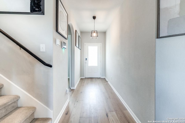 entryway featuring light wood-type flooring