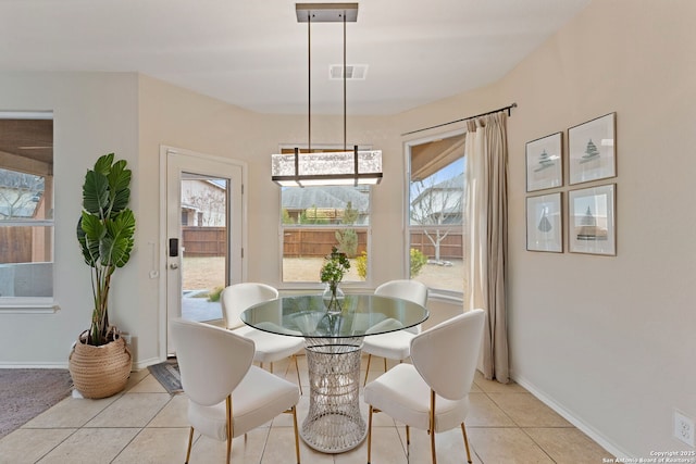 view of tiled dining room