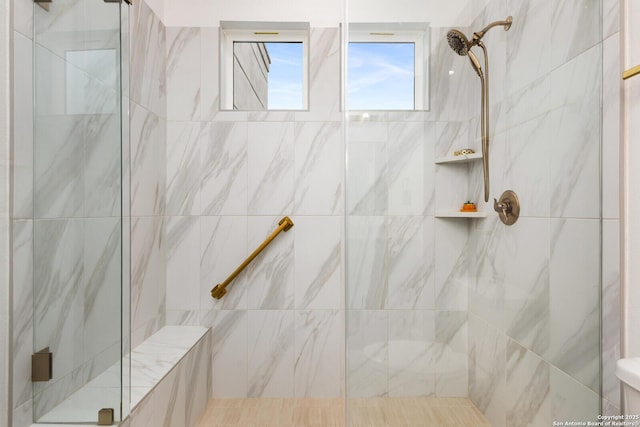 bathroom featuring walk in shower