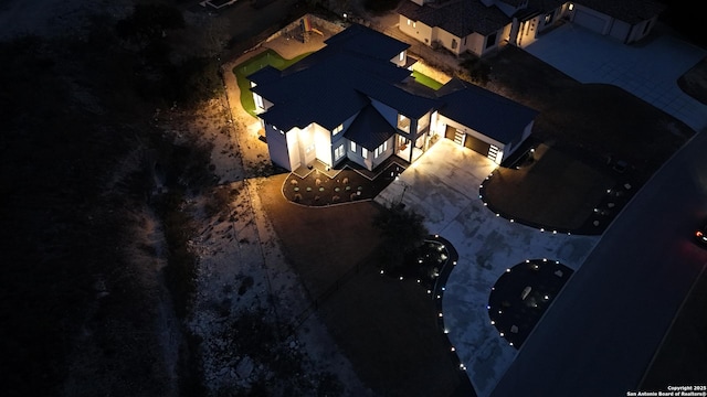 view of aerial view at twilight