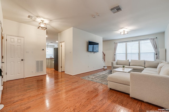 living room featuring light hardwood / wood-style flooring