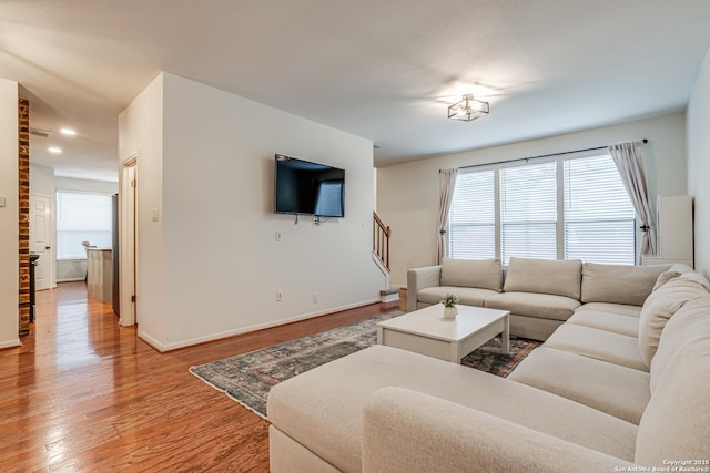 living room featuring light hardwood / wood-style flooring