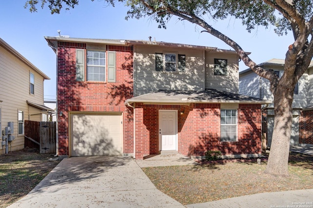 view of front property with a garage