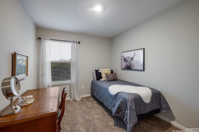 bedroom featuring baseboards and carpet