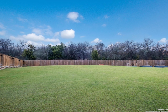 view of yard featuring a fenced backyard