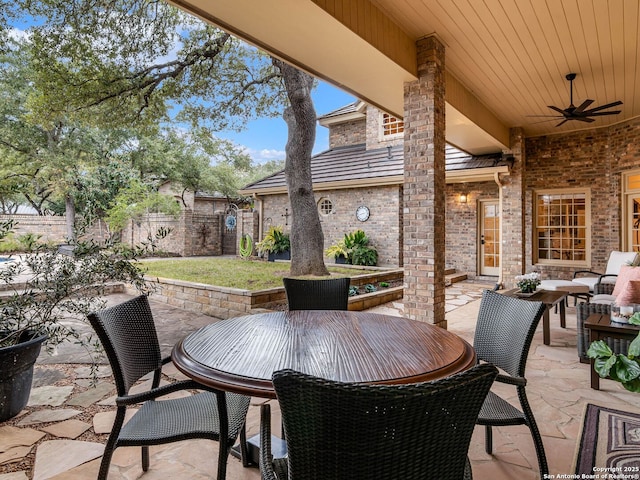 view of patio with ceiling fan