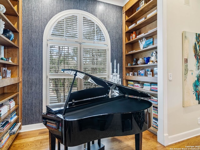 misc room with light hardwood / wood-style flooring